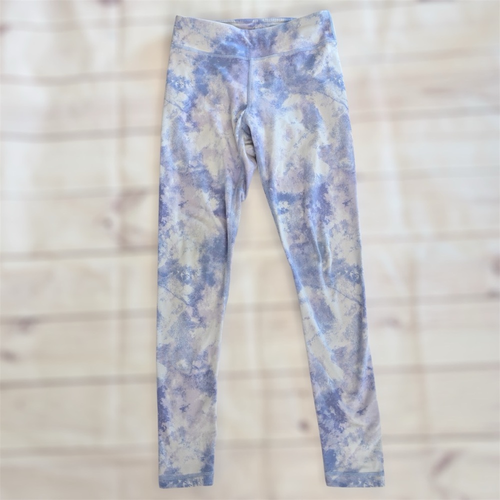 90 Degree by Reflex, Girls Leggings, Size Medium (10) Purple Blue White Dance